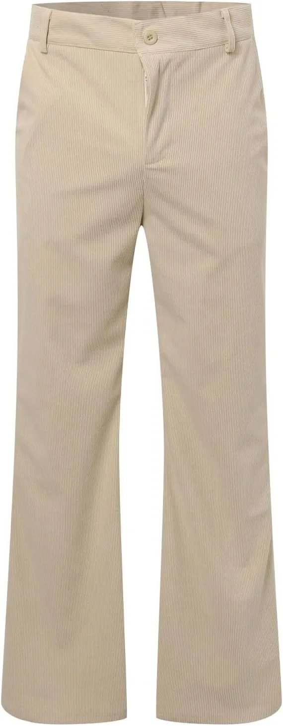SUWBMHWE Mens Corduroy Dress Pants Loose Fit Work Pants for Men Elastic Waist Casual Lightweight Golf Flared Tapered Pants