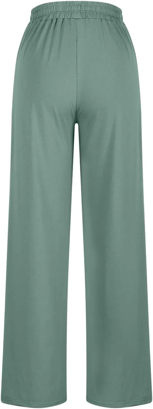 Sweat Pants for Womens 2025 Fashion Wide Leg High Rise Casual Trendy Elastic Waist Comfy Twist Knot Athletic Joggers