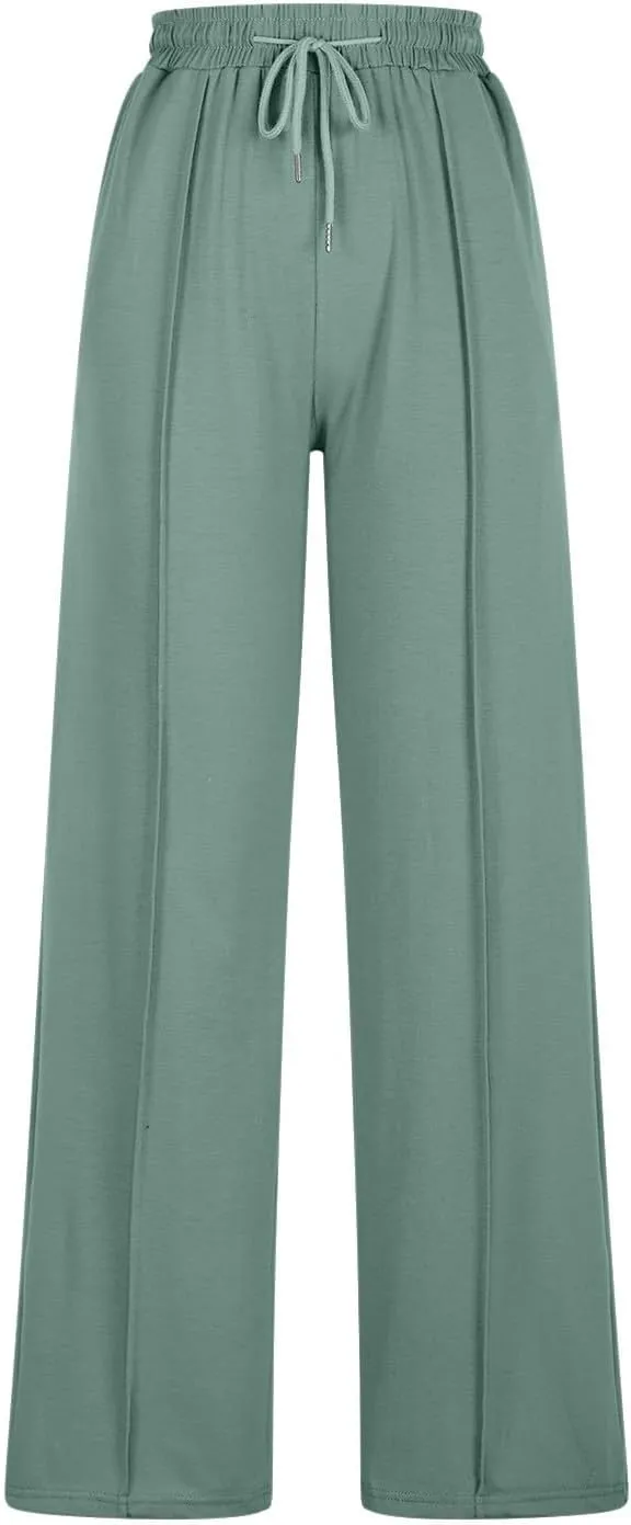 Sweat Pants for Womens 2025 Fashion Wide Leg High Rise Casual Trendy Elastic Waist Comfy Twist Knot Athletic Joggers
