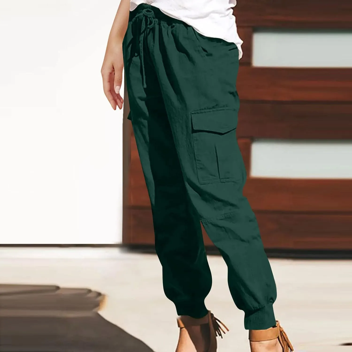 TANGNADE Womens Hiking Pants Tall Athletic Cargo Pants Lightweight 4 Pockets Womens Trouser Hiking Loose Pants 2024