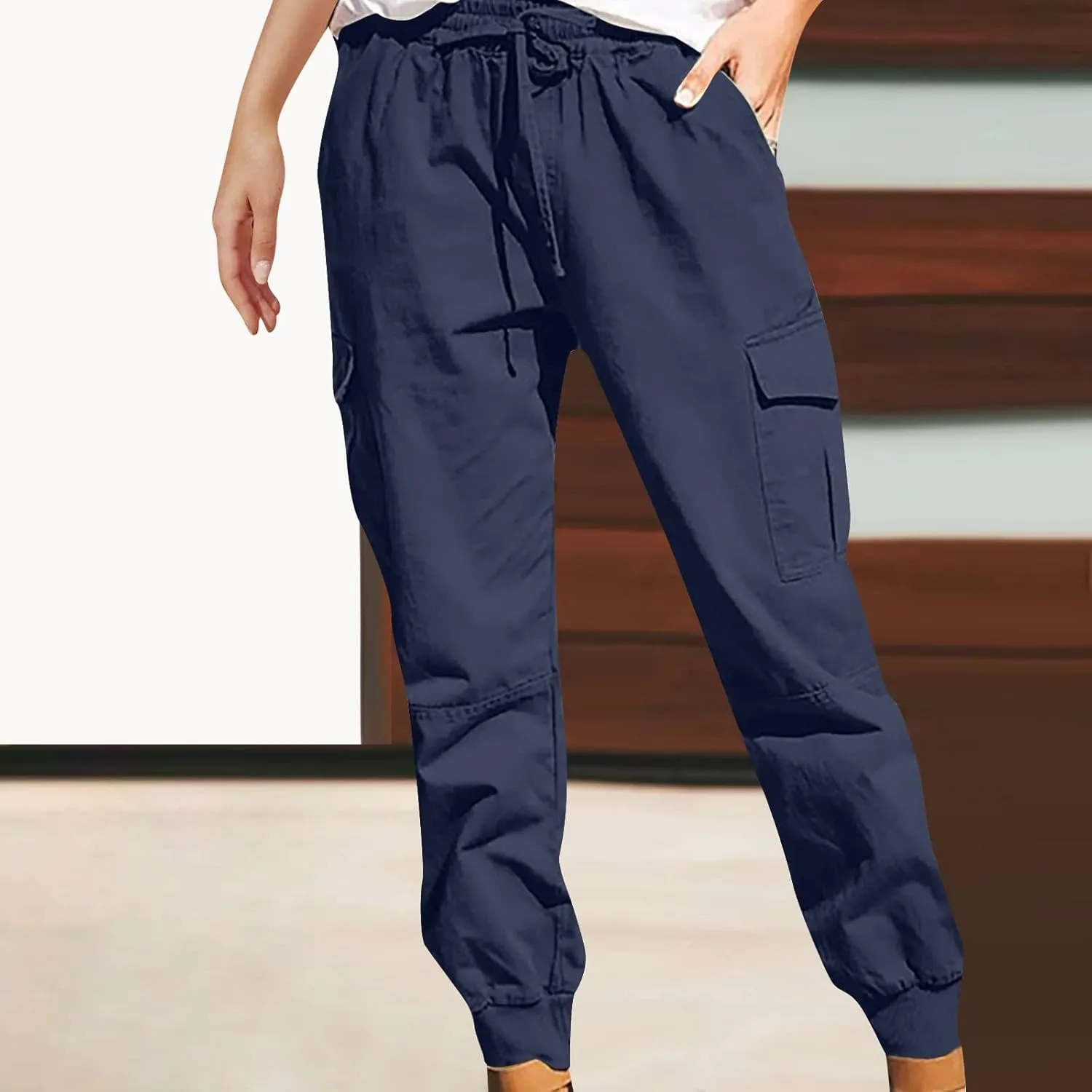 TANGNADE Womens Hiking Pants Tall Athletic Cargo Pants Lightweight 4 Pockets Womens Trouser Hiking Loose Pants 2024