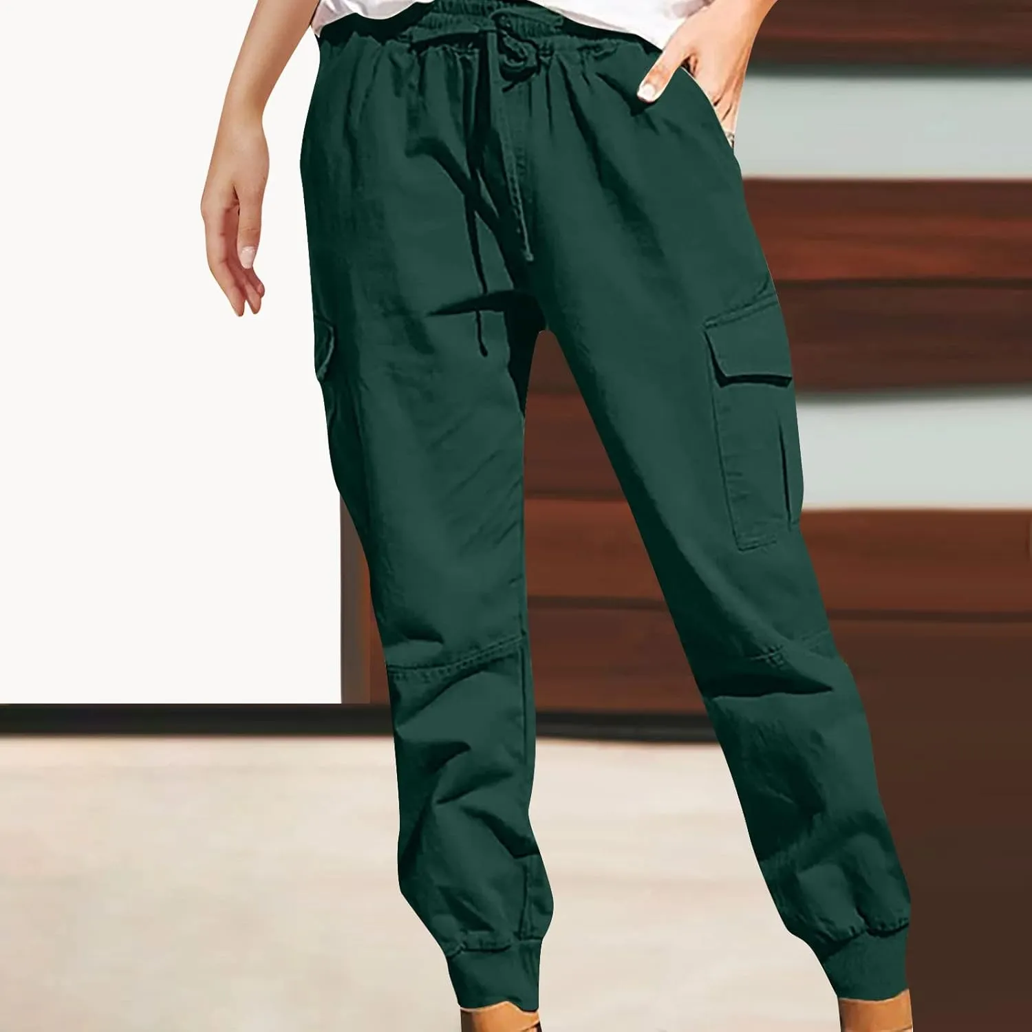 TANGNADE Womens Hiking Pants Tall Athletic Cargo Pants Lightweight 4 Pockets Womens Trouser Hiking Loose Pants 2024