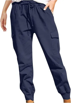 TANGNADE Womens Hiking Pants Tall Athletic Cargo Pants Lightweight 4 Pockets Womens Trouser Hiking Loose Pants 2024