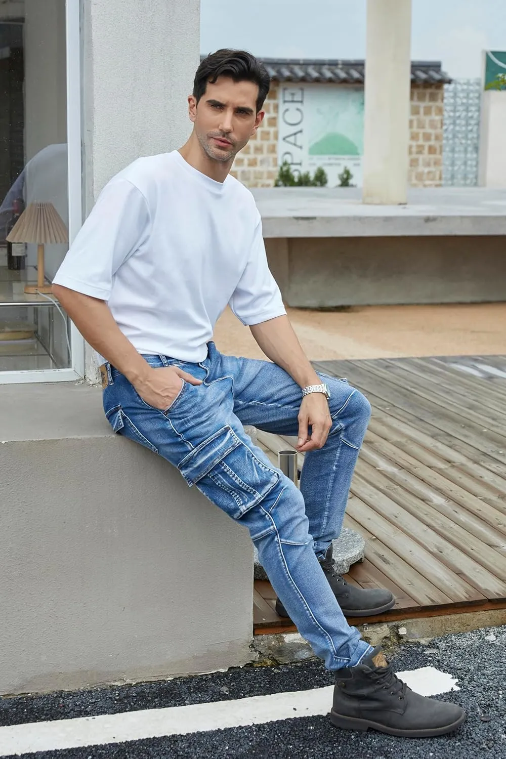 TEGIAS Mens Slim Fit Stretch Jeans Classic Comfort Regular Fit