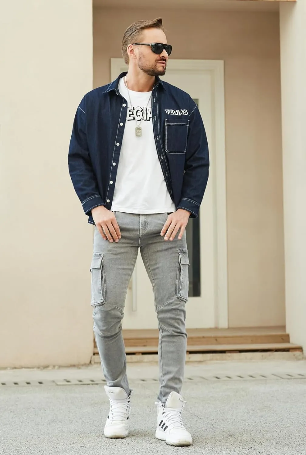 TEGIAS Mens Slim Fit Stretch Jeans Classic Comfort Regular Fit