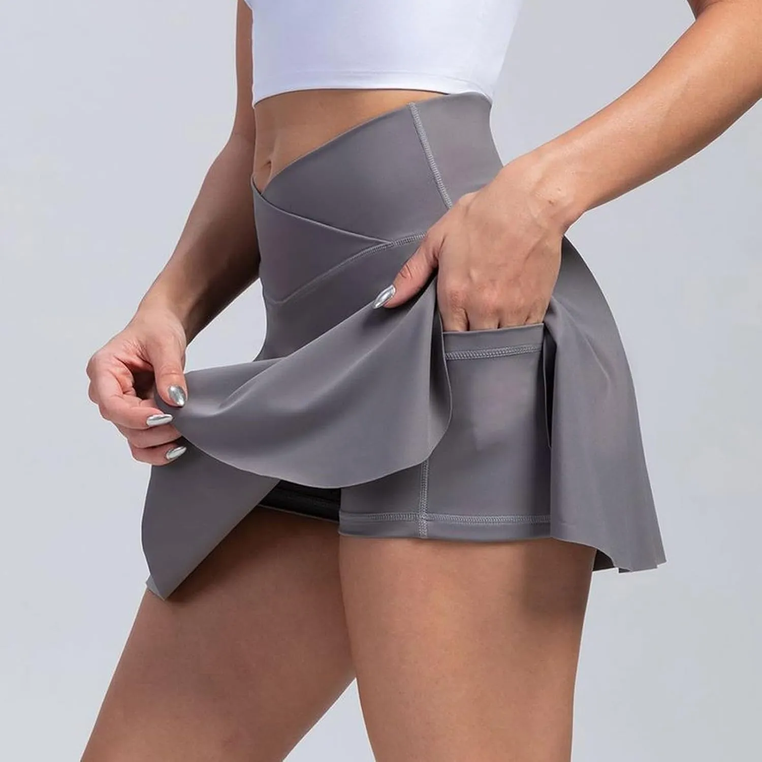 Tennis Skirts for Women with Shorts Cross Elastic High Waisted Tummy Control Golf Skirt Workout Skorts with Pockets