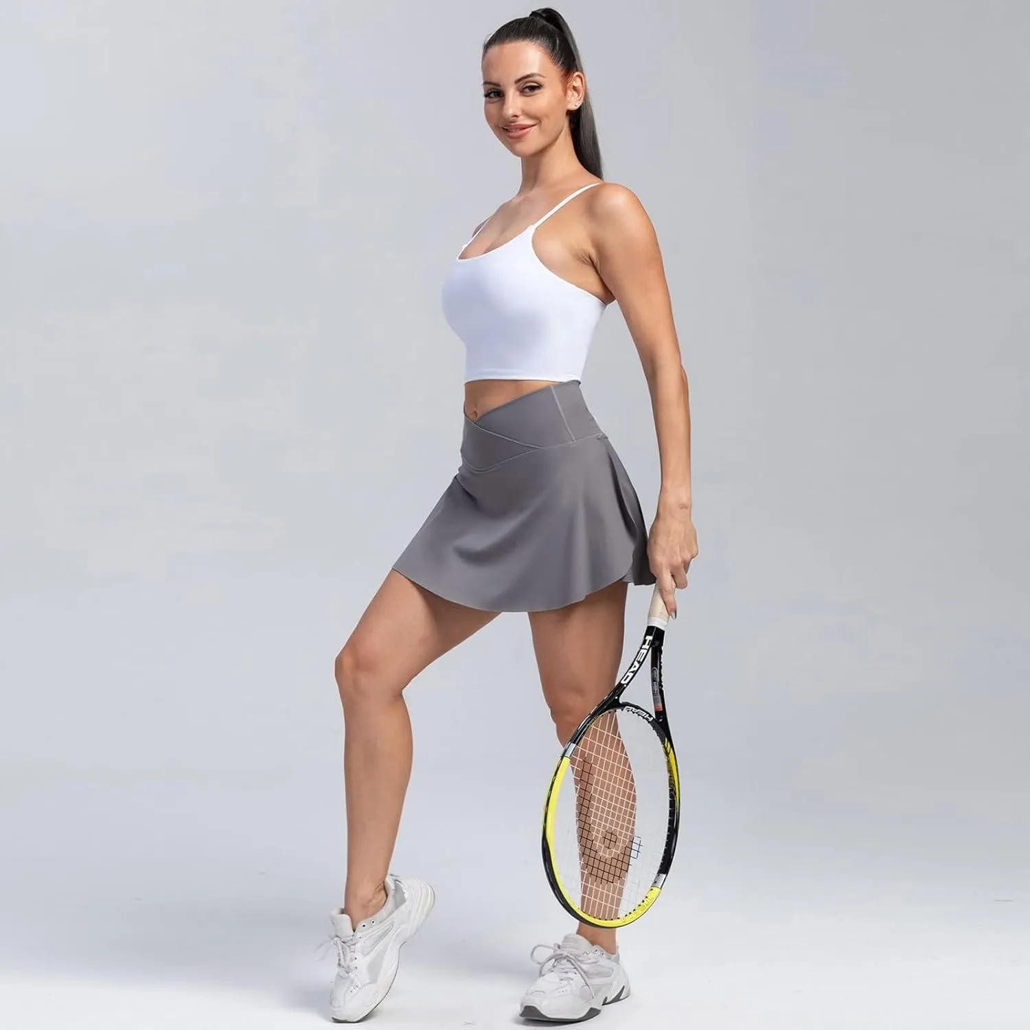 Tennis Skirts for Women with Shorts Cross Elastic High Waisted Tummy Control Golf Skirt Workout Skorts with Pockets