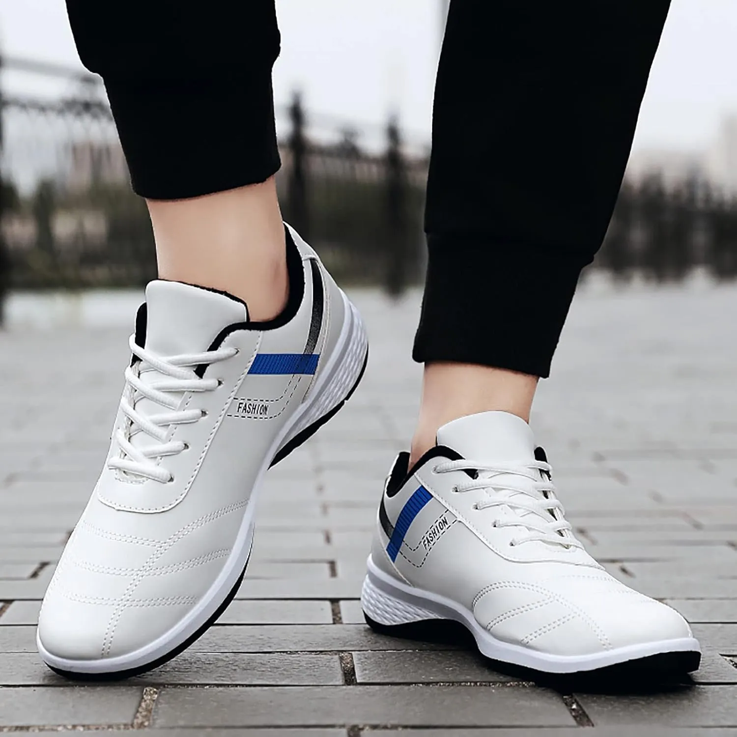 Tennis Walking Shoes Lace Up Sports Shoes for Men Fashion Casual for Walking Leather
