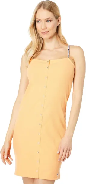 Tommy Jeans Womens Sleeveless Mini Sheath Dress Orange S
