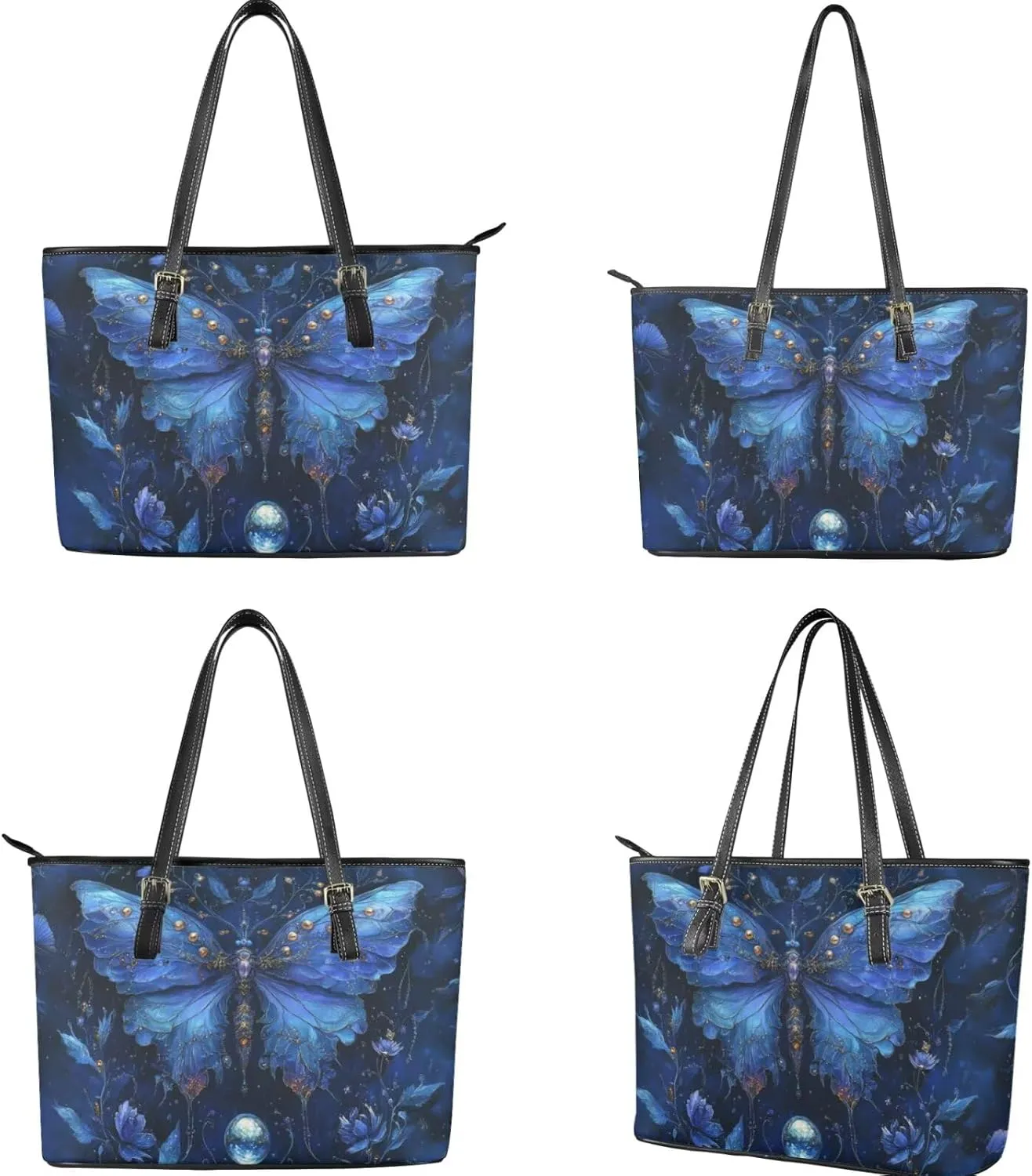 Tote Bag with Zipper Womens Leathe Handbags and Clutch Wallet Set Fashion Daypack