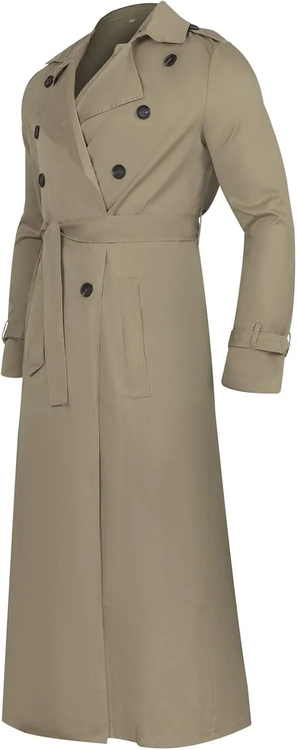 Trench Coat Men Men's Trench Coat Fashion Easy Notch Lapel Business Casual Jacket Solid Long Coat Windbreaker Overcoat