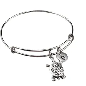 Turtle bangle bracelet, turtle charm bracelet, animal bracelet, personalized bracelet, initial bracelet, animal charm bracelet, friend