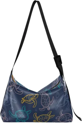 Turtles Underwater Animal Hobo Crossbody Bags for Women Leather Large Shoulder Bag Cross Body Trendy Womens Tote Bags Handbag for Travel Shopping