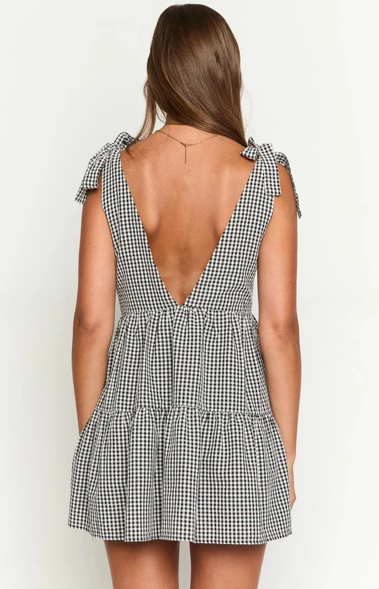 utcoco Women's 2025 Summer A Line Flowy Plaid Mini Dress Y2k Tie Shoulder Babydoll Dress Beach Vacation Outfits