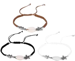 VANZACK 3pcs Hand Woven Rope Chain Bracelet Stylish Simple Woven Jewelry for Women Wrist Decor Black Beige and Coffee