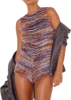 VOIKERDR Womens Jumpsuit Outfits Fluff Sleeveless Sexy Short Jumpsuit Slim One Piece for Women