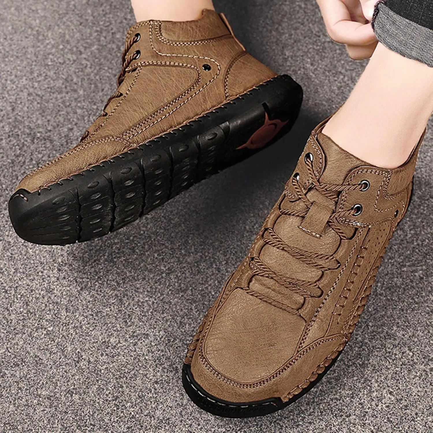 Walking Shoes Tennis Comfortable 2022 New Large Size Border Handmade Retro Stitched Leather Comfortable Casual Shoes