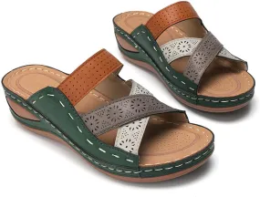 Wedge Heel Shoes for Women Dressy Sandals Low Heel Wide Width Summer Slip On Comfortable Platforms Slippers Supportive Walking Beach Travel Flip Flops