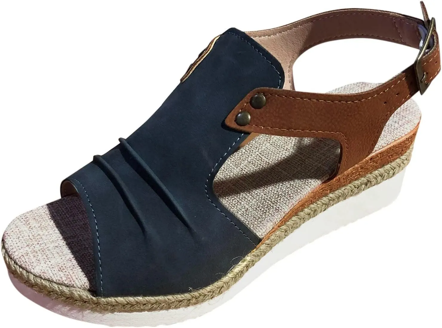 Wedge Sandals for Women Comfortable Low Heel Orthopedic Espadrilles Open Toe Summer Dressy Flat Sandal Wide Width Ankle Strap Casual Slip on Beach Sandals Comfortable Boho Outdoor Espadrilles Shoes