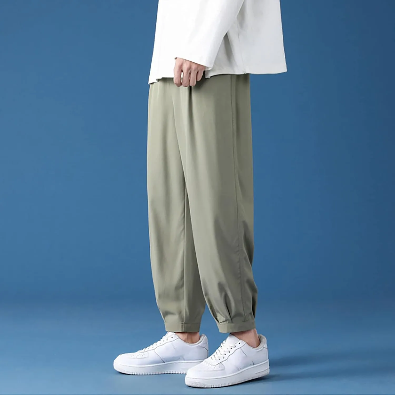 Wide Leg Pants Man Mens Loose Fleece Cargo Trousers Mens Slim Stretch Chino Trousers Straight-Fit Stretch Trousers