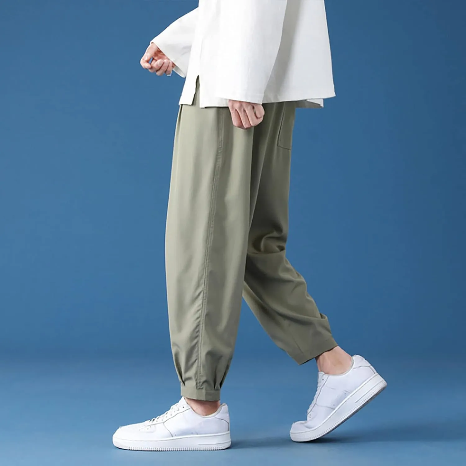Wide Leg Pants Man Mens Loose Fleece Cargo Trousers Mens Slim Stretch Chino Trousers Straight-Fit Stretch Trousers