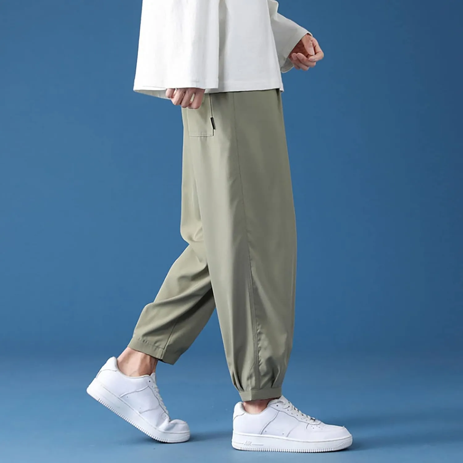 Wide Leg Pants Man Mens Loose Fleece Cargo Trousers Mens Slim Stretch Chino Trousers Straight-Fit Stretch Trousers