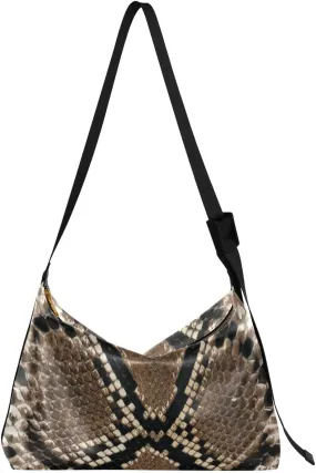 Wild Animal Snake Skin Hobo Crossbody Bags for Women Leather Large Shoulder Bag Cross Body Trendy Womens Tote Bags Handbag for Travel Shopping