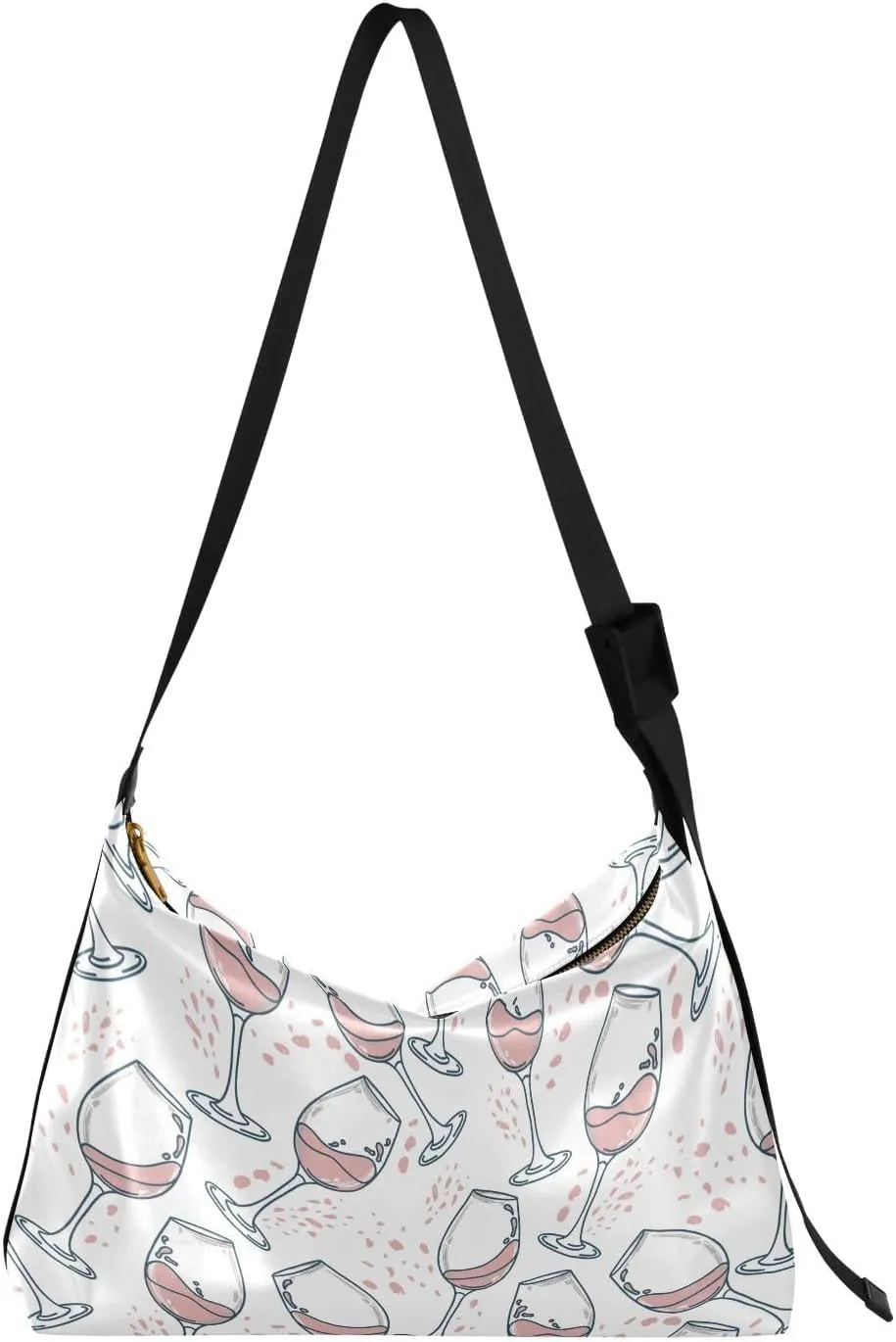 Wine Glasses Hobo Crossbody Bags for Women Leather Large Shoulder Bag Cross Body Trendy Womens Tote Bags Handbag for Travel Shopping
