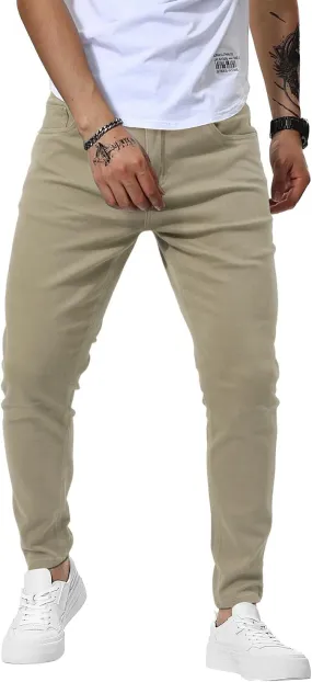 Woenzaia Mens Jeans Slim Fit Skinny Denim Stretch Tapered Jean Pants
