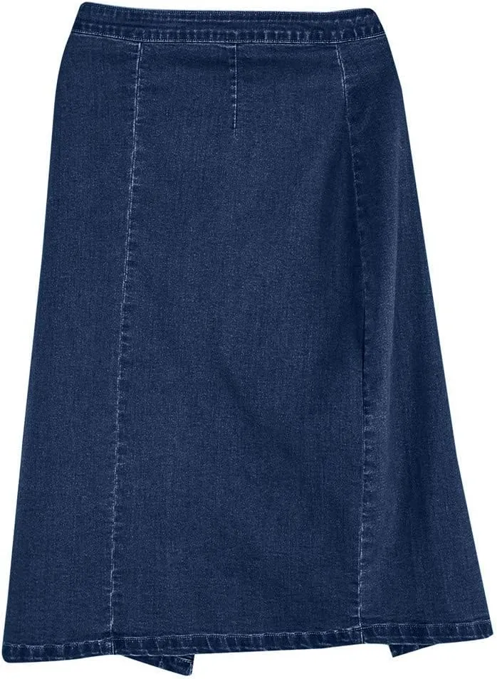 Women Fashion Denim Pencil Skirt High Waisted Blow Knee Blue Jeans Skirts Plus Size Pencil Skirt (Blue, XL)