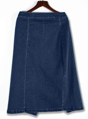 Women Fashion Denim Pencil Skirt High Waisted Blow Knee Blue Jeans Skirts Plus Size Pencil Skirt (Blue, XL)
