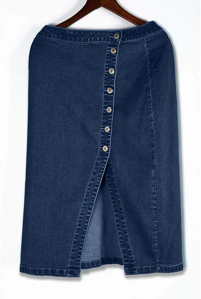 Women Fashion Denim Pencil Skirt High Waisted Blow Knee Blue Jeans Skirts Plus Size Pencil Skirt (Blue, XL)