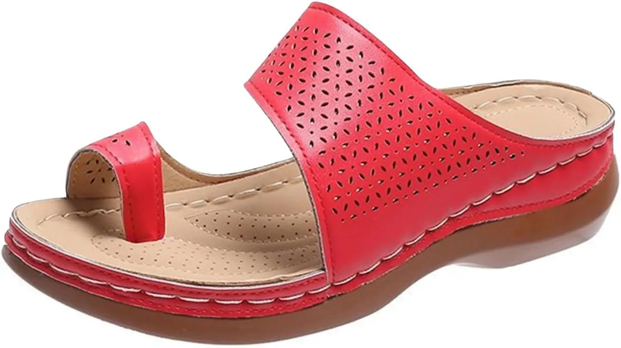Women Low Wedge Heel Sandals Open Toe Lady Work Summer Shoes Comfortable Orthopedic Casual Walking Wedges Platform Flip Flops Arch Support Bunion Breathable Shoes