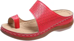 Women Low Wedge Heel Sandals Open Toe Lady Work Summer Shoes Comfortable Orthopedic Casual Walking Wedges Platform Flip Flops Arch Support Bunion Breathable Shoes