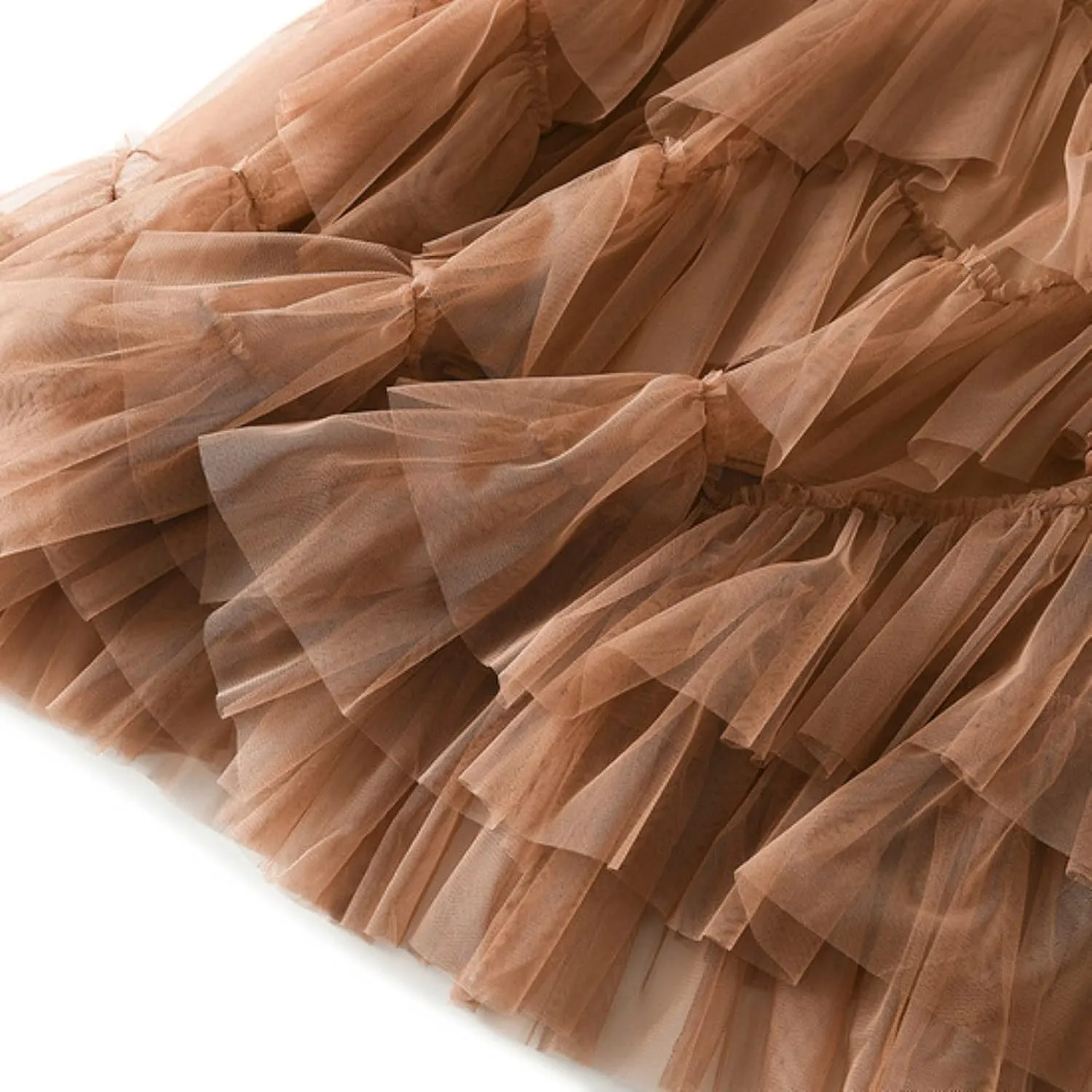 Women Mesh Layered A-Line Skirt Summer High Waist Party Skirt Elegant Mesh Patchwork Tulle Tutu Midi Skirt