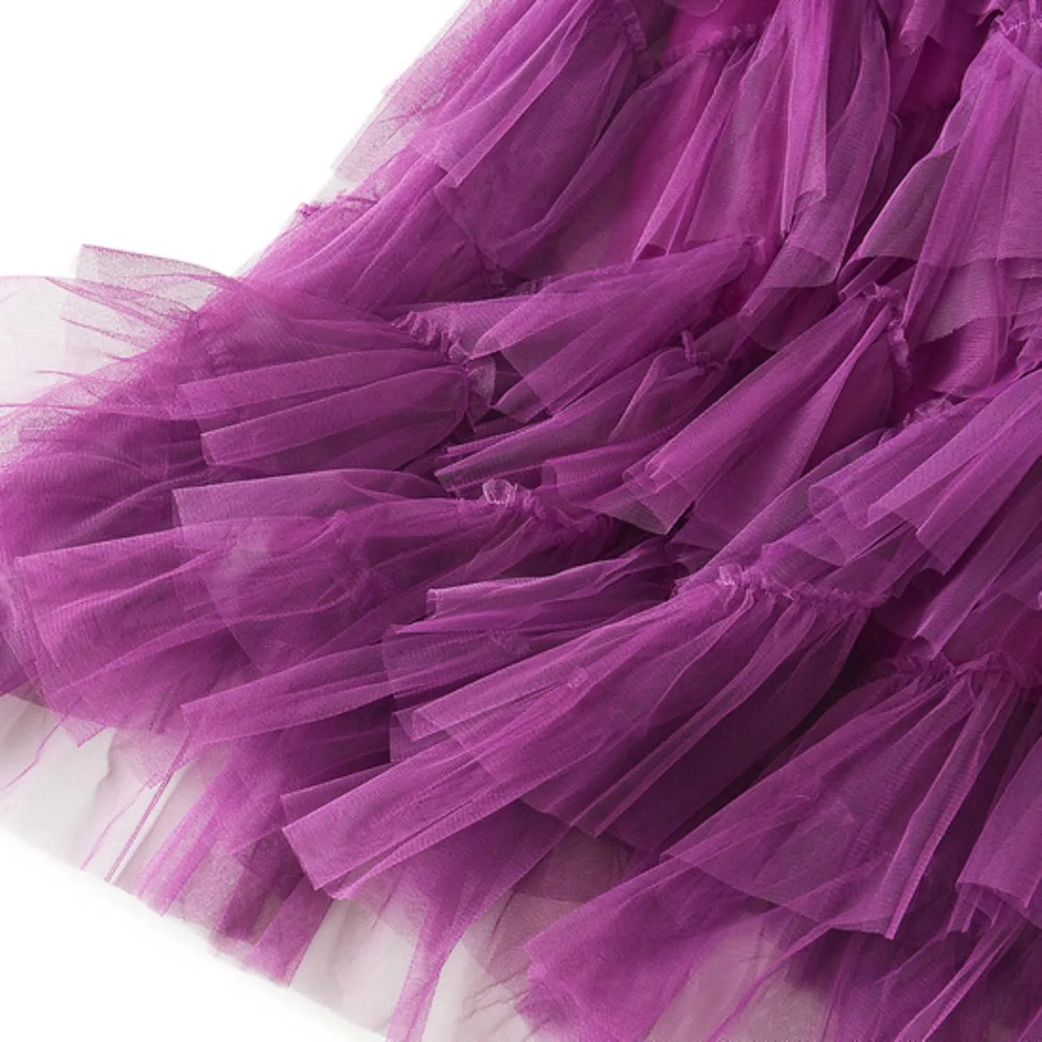 Women Mesh Layered A-Line Skirt Summer High Waist Party Skirt Elegant Mesh Patchwork Tulle Tutu Midi Skirt