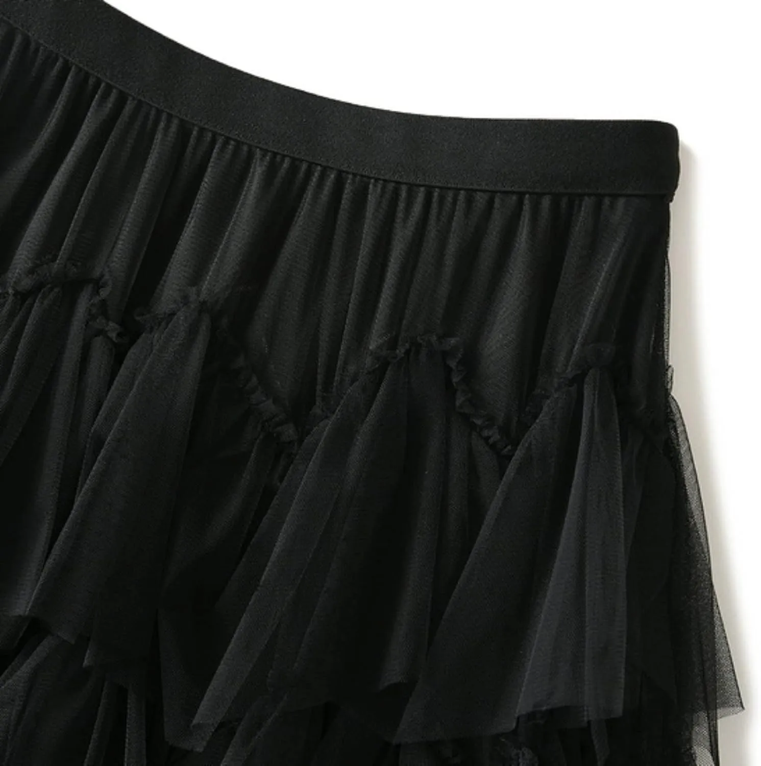 Women Mesh Layered A-Line Skirt Summer High Waist Party Skirt Elegant Mesh Patchwork Tulle Tutu Midi Skirt