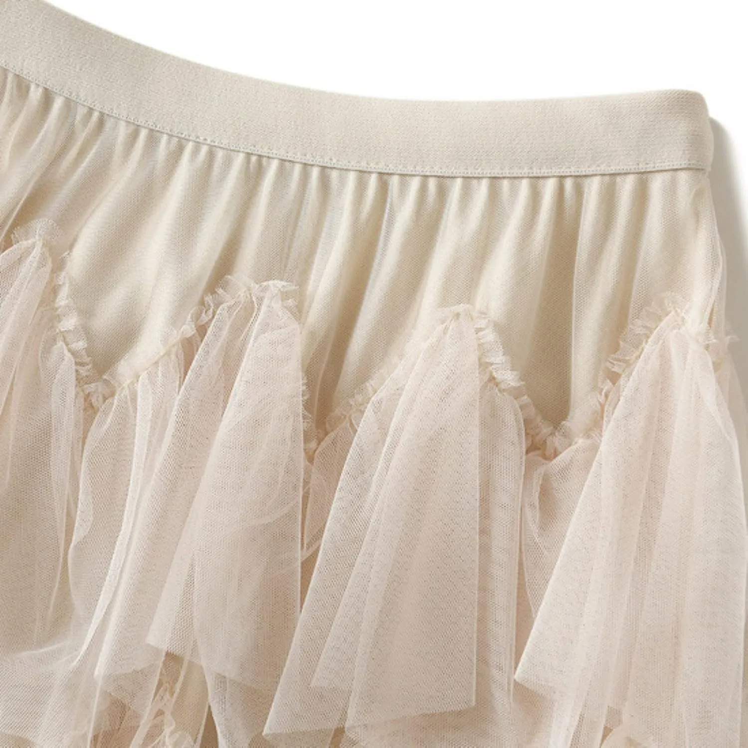 Women Mesh Layered A-Line Skirt Summer High Waist Party Skirt Elegant Mesh Patchwork Tulle Tutu Midi Skirt