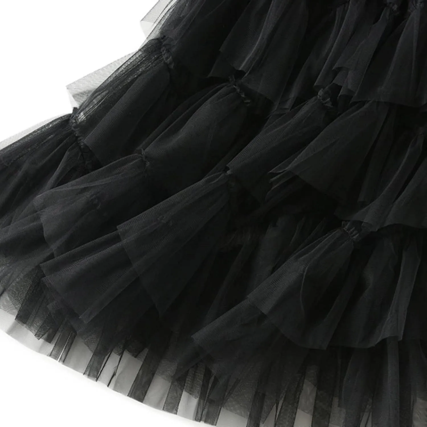 Women Mesh Layered A-Line Skirt Summer High Waist Party Skirt Elegant Mesh Patchwork Tulle Tutu Midi Skirt