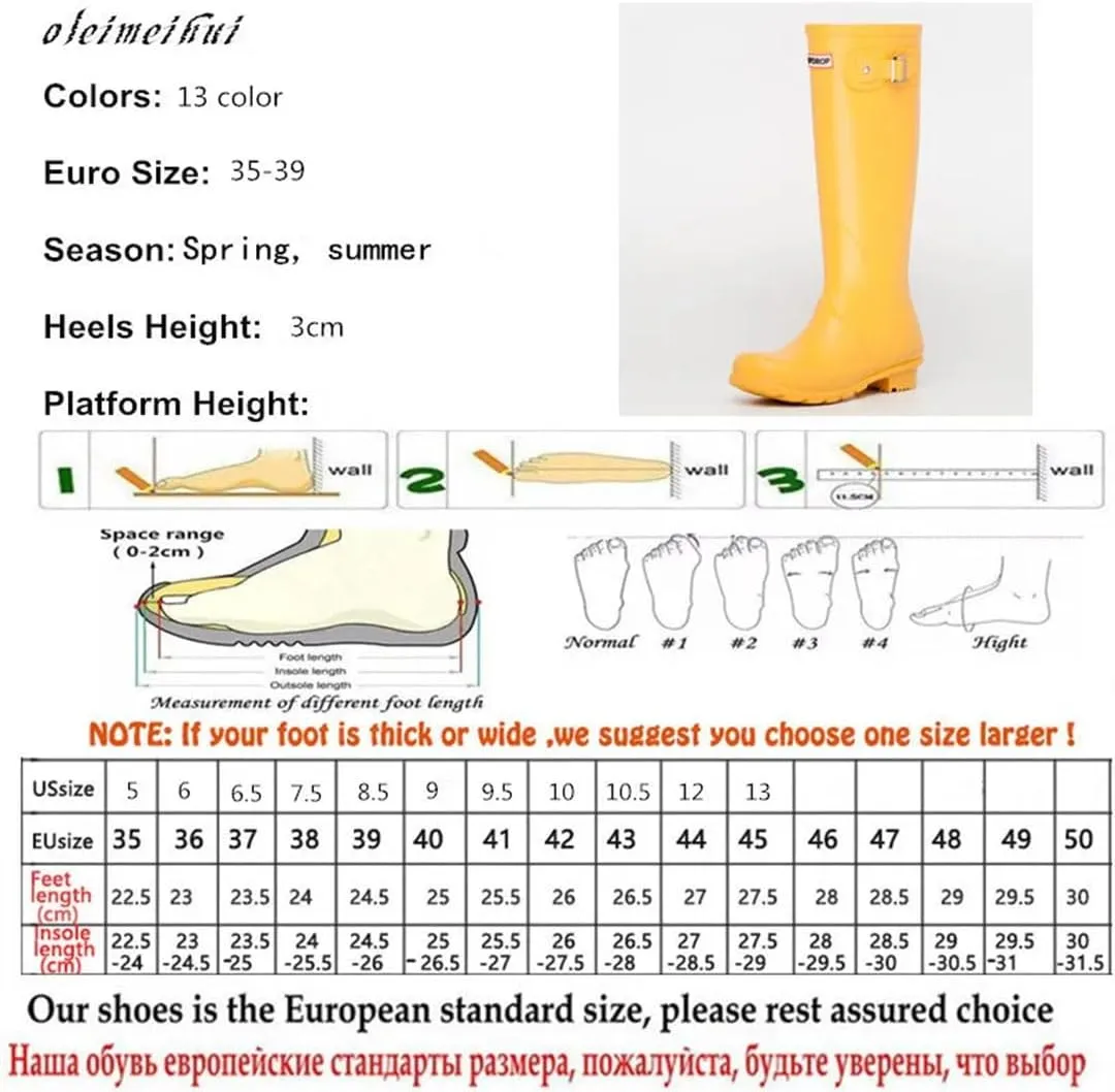 Women Waterproof Rain Boots Knee-High Rubber Rainboots Rain Shoes