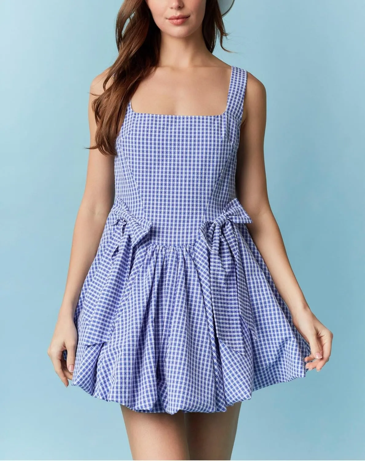 Women Y2K Tie Shoulder Mini Dress Bow Babydoll Ruffle Short Dress Summer Boho Floral Flowy Beach Sundress