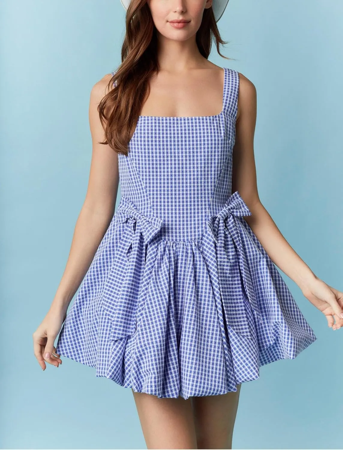 Women Y2K Tie Shoulder Mini Dress Bow Babydoll Ruffle Short Dress Summer Boho Floral Flowy Beach Sundress