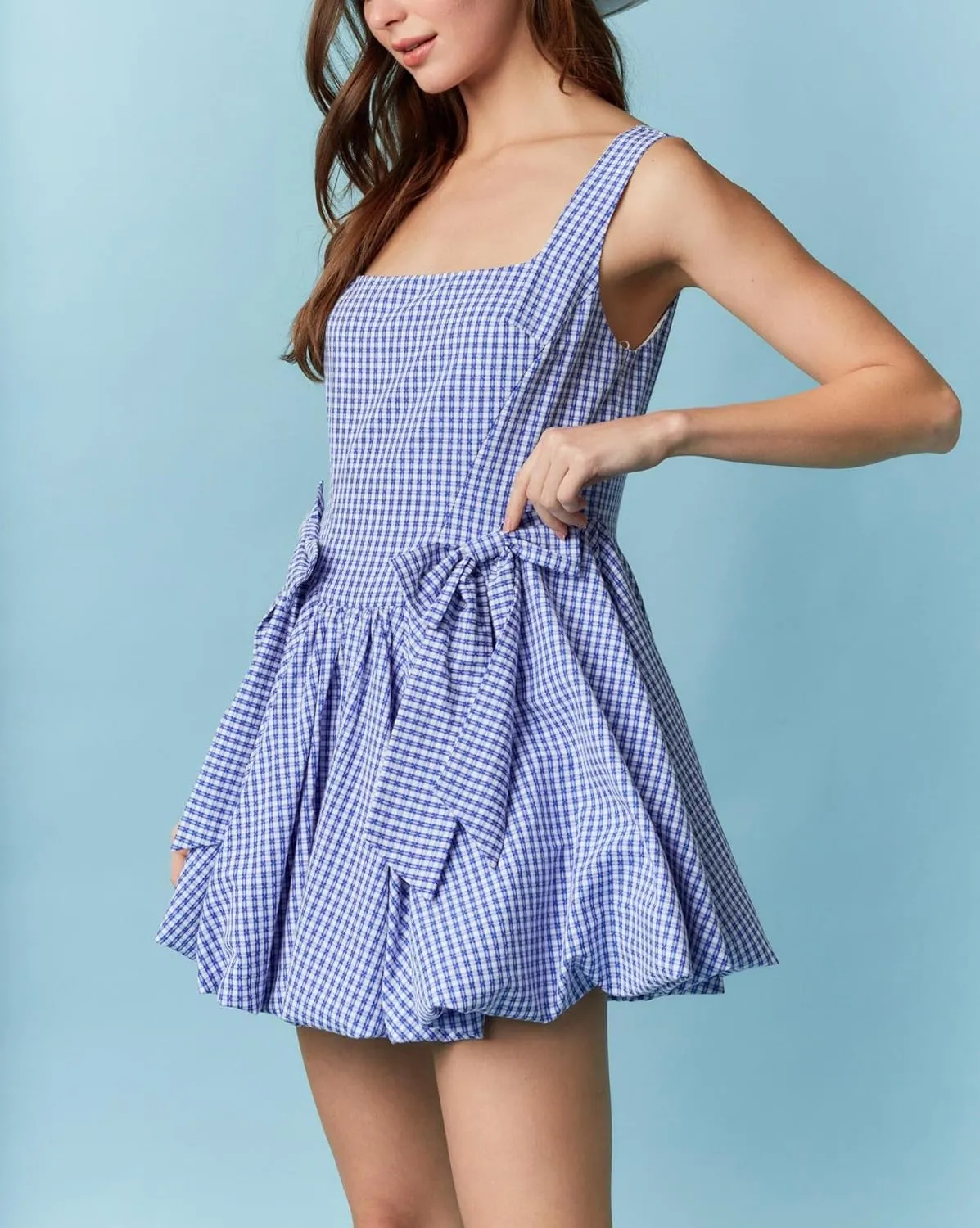 Women Y2K Tie Shoulder Mini Dress Bow Babydoll Ruffle Short Dress Summer Boho Floral Flowy Beach Sundress