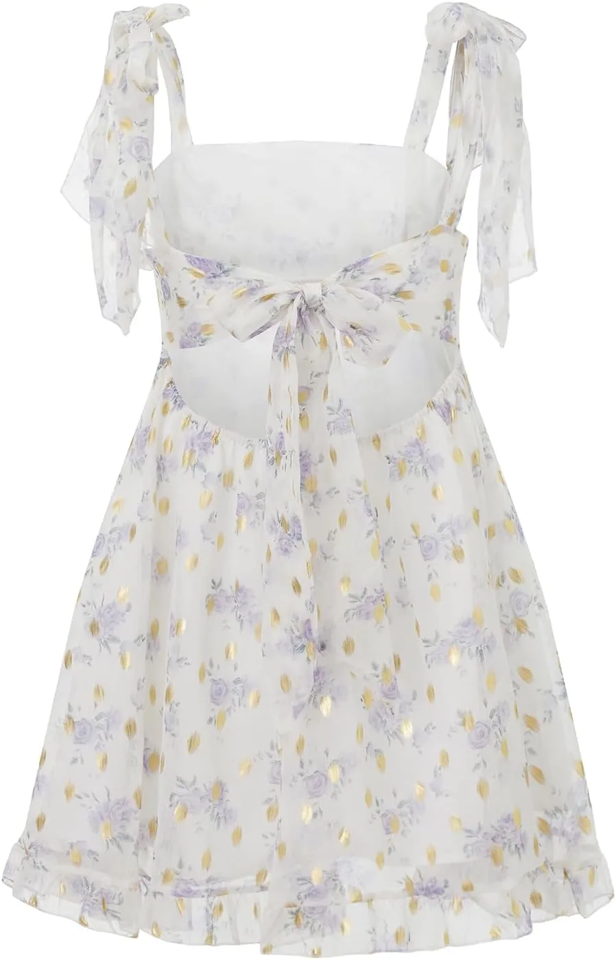 Womens 2025 Summer Floral Mini Dress Sleeveless Ruffle Backless Short Flowy Vacation Spaghetti Strap Dress
