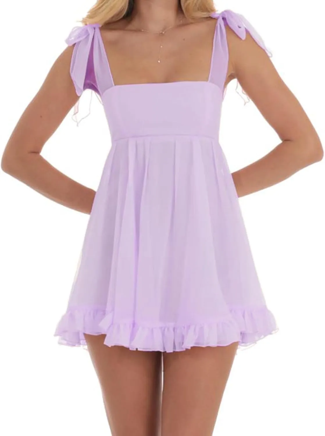 Womens 2025 Summer Floral Mini Dress Sleeveless Ruffle Backless Short Flowy Vacation Spaghetti Strap Dress