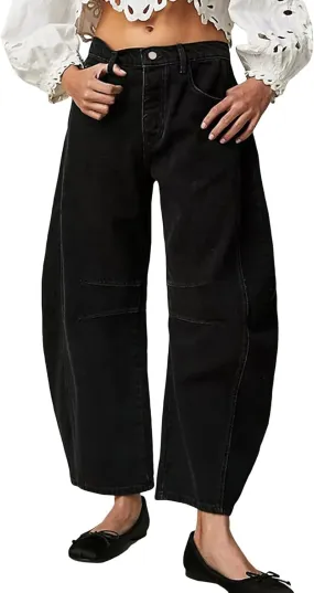 Womens Baggy Mid Waist Jeans Loose Straight Wide Leg Boyfriend Jeans Casual Denim Pants with Pockets Pants Y2K