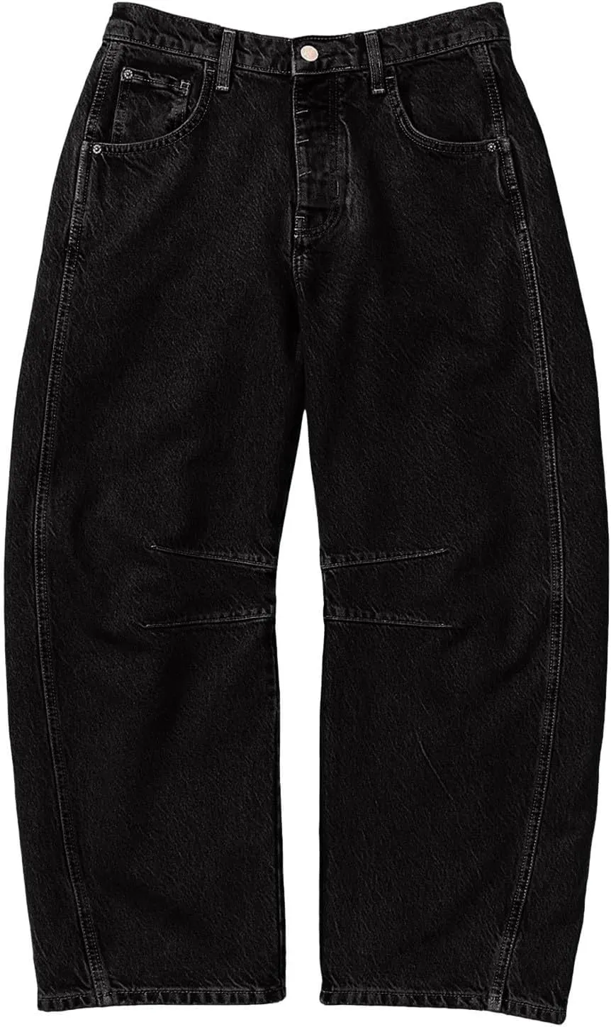 Womens Baggy Mid Waist Jeans Loose Straight Wide Leg Boyfriend Jeans Casual Denim Pants with Pockets Pants Y2K