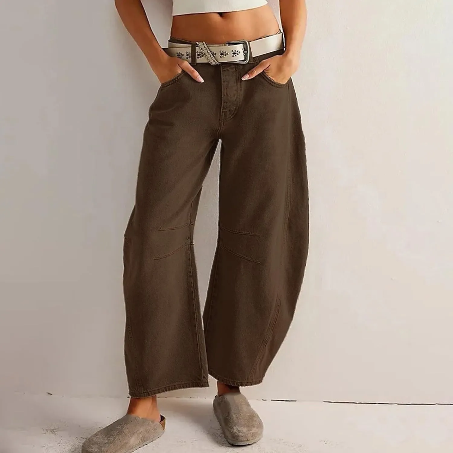 Womens Baggy Mid Waist Jeans Loose Straight Wide Leg Boyfriend Jeans Casual Denim Pants with Pockets Pants Y2K