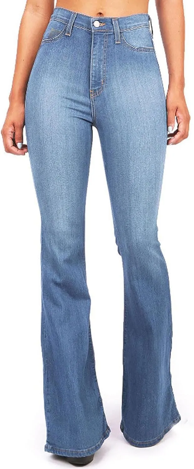 Womens Button-Up Curvy Slim Butt Lifting Denim Skinny Jeans Flare Denim Pants Bell Bottom Jeans Bootcut Jeans