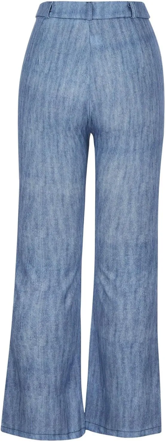 Womens Button-Up Curvy Slim Butt Lifting Denim Skinny Jeans Flare Denim Pants Bell Bottom Jeans Bootcut Jeans
